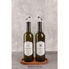 Amber 2 Pieces 750 Ml Olive Oil Oil Bottle With Wooden Stand - Glass Oil Holder Set With Wooden Base And Label