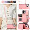 Crossbody Wallet Card Slot Flip Leather Case For iPhone 15 14Plus 13 12 11 Pro Max 8P 7P XR XS Max /Samsung S23 S22 S21 S20 Ultra Plus A14 A54 A13 A53