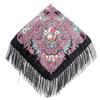 90*90cm Women Russian National Square Scarf Luxury Floral Print Russian Shawls Scarves Female Retro Fringed Foulard Wraps