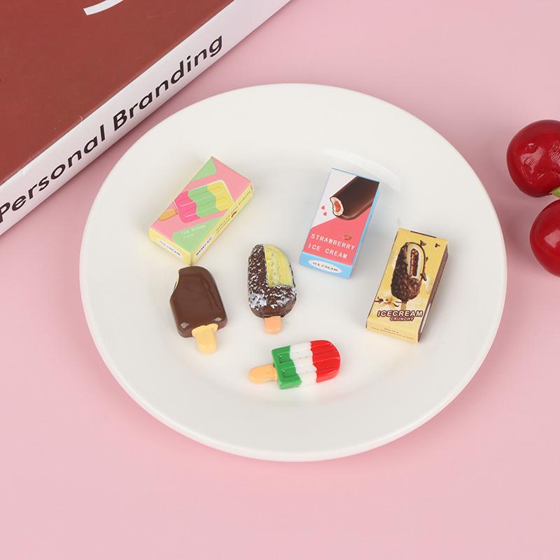 1Set 1:12 Dollhouse Mini Rainbow Ice Cream Chocolate W/Packaging Box Decor Toy