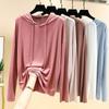 Ladies Spring and Autumn Long-sleeved T-shirt Large Size Hooded Sweater Loose Bottoming Shirt Solid Color Top