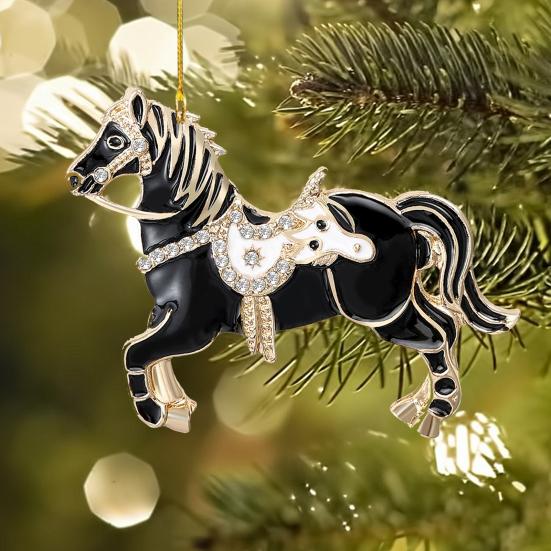 Horse Christmas Ornaments Sparkly Rhinestone Horse Hanging Decoration