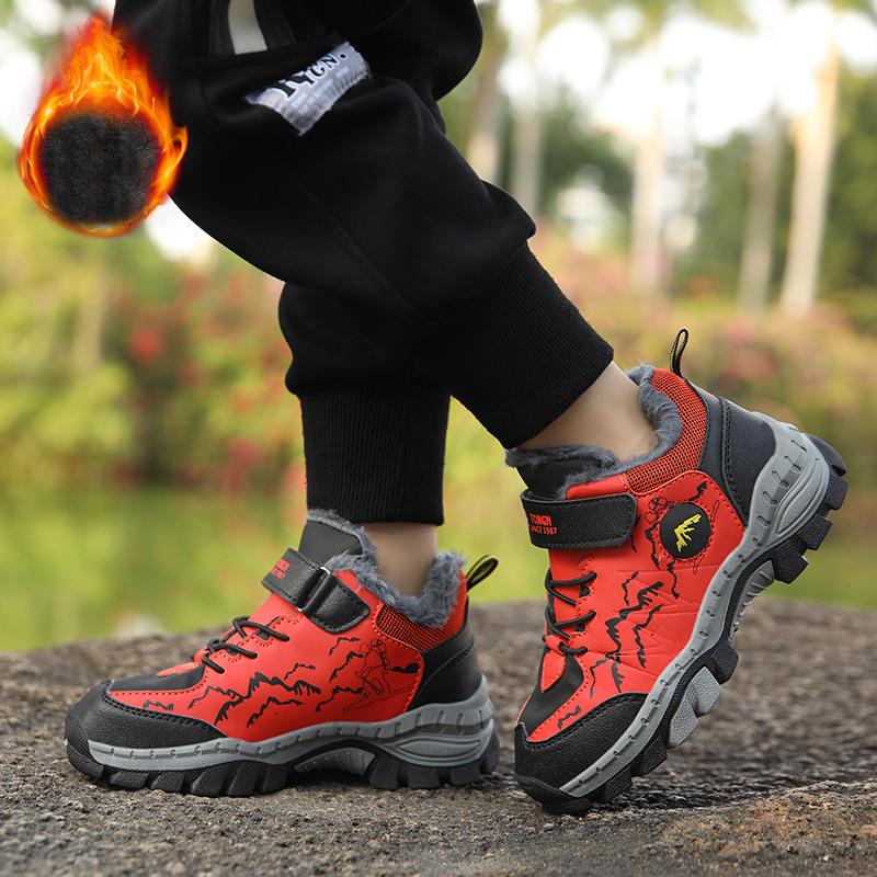 30-40 Children's Winter Large Fashion Outdoor Velcro with Velvet Warm Sports Shoes Cotton Shoes Snow Boots