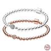 Women's Exquisite Bracelet 925 Sterling Silver Rose Gold Bucket Buckle Beaded Bracelet Fit Original Pandora Charm Beads DIY Gift