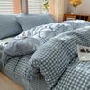 Хлопковый комплект из 4 предметов из хлопка, окрашенного пряжей и прошедшего стирку, 100% хлопок, клетчатый пододеяльник, студенческое общежитие, набор из трех предметов