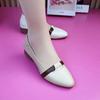 Women Cute Sweet Light Weight Brown Slip On Square Heel Shoes Lady Casual Comfort Spring Elegant Beautiful High Pumps E1237