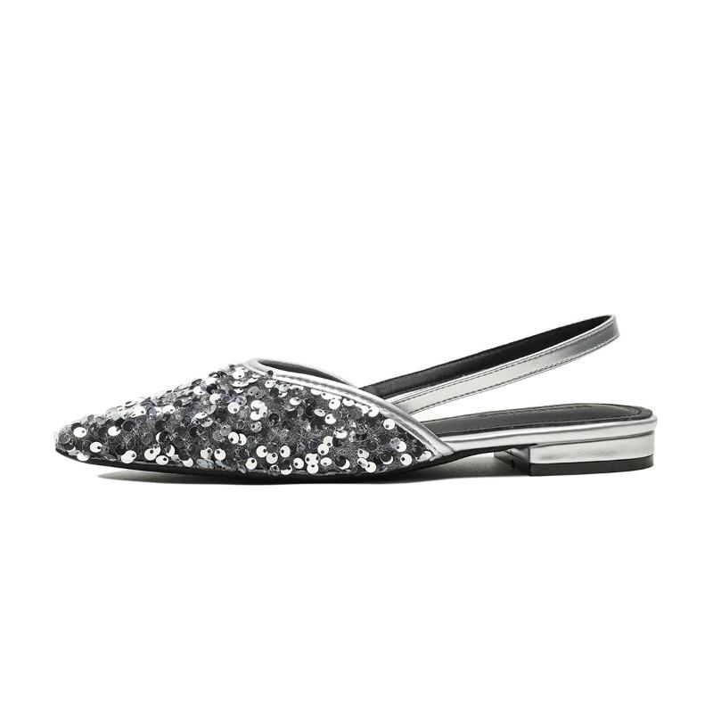 Slippers Women's Summer Shoes Sequined Pointy Flats