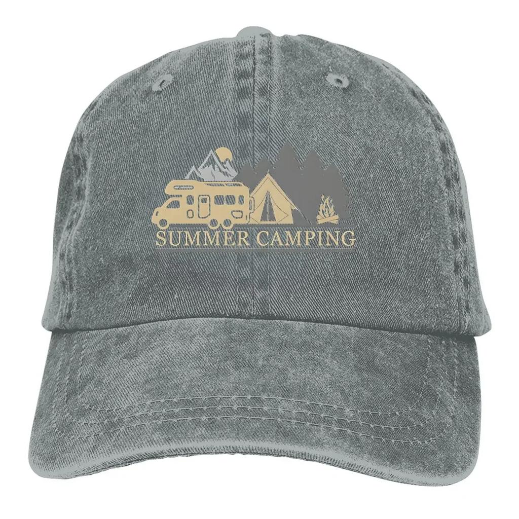 Washed Men's Baseball Cap Summer Camping Trucker Snapback Caps Dad Hat Camper Camping Golf Hats