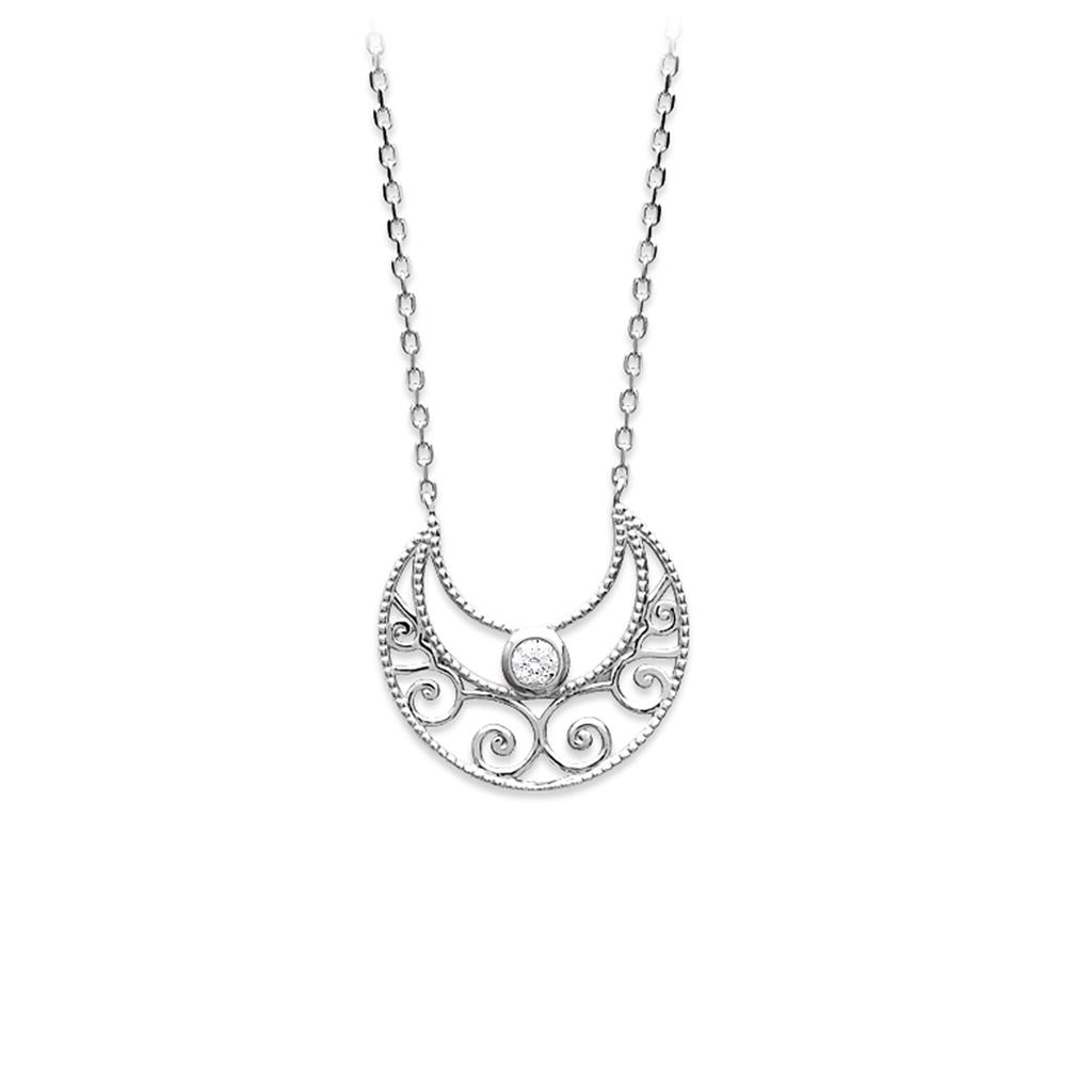 Les Trésors De Lily [P2424] - Silver Necklace 'Carmen' Silver White