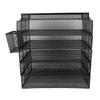 5 Tray Paper Organizer 5 Tier Letter Storage Mesh Desk File Sorter with Top Box Pen Container for