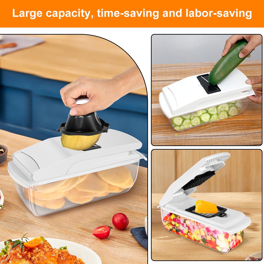 Vegetable Chopper with 2.5L Container Multifunctional Food Chopper Efficient Veggie Cutter for Salad Potato Carrot Food Chopper