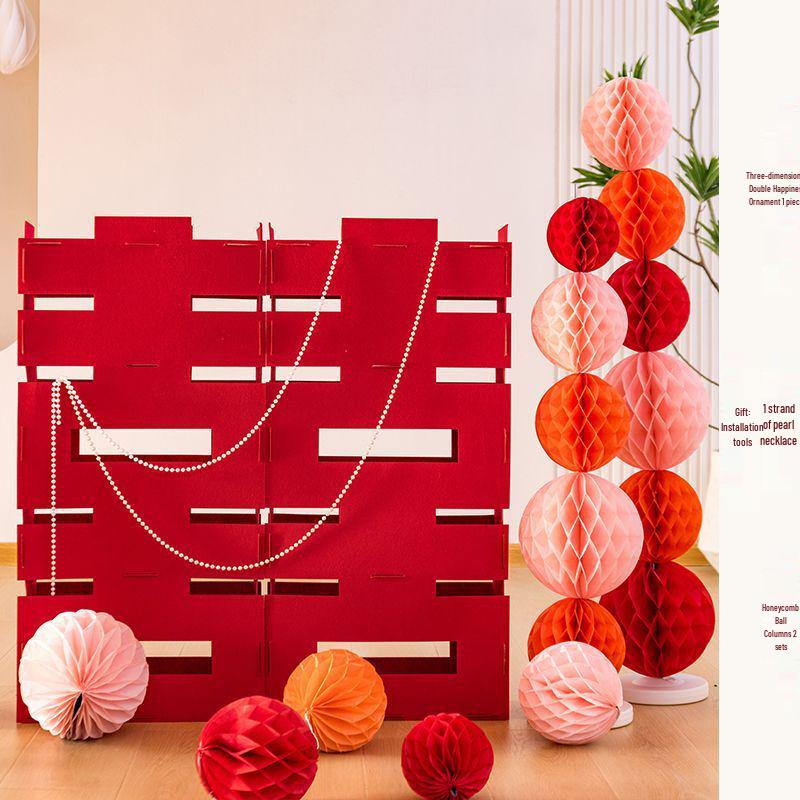 3D KT Board Double Happiness Wedding Decoration Set for Room & Yard