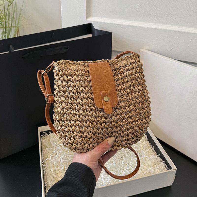 Women's Straw Fabric Shoulder Bag Large Capacity Messenger Bag Crossbody Beach Holiday Summer Fashion