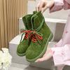 Ankle Boots Women's 2025 New Genuine Leather New Women's Biker Boots Lace-up Suede Women's Booties