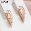 Kinel Pearl Pave Drop Earrings For Women Bride Wedding Jewelry Rose Gold Color Fine Earring