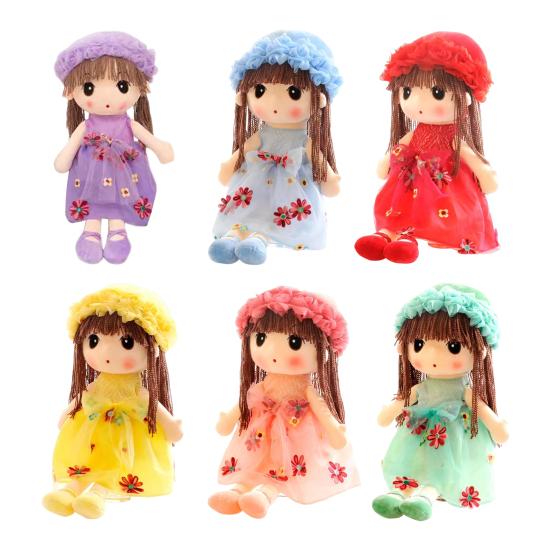 Cute Plush Baby Doll Girl with Clothes Handmade Rag Dolls Soft Sleeping Partner Doll Xmas Birthday Gift for Kids Friends Family