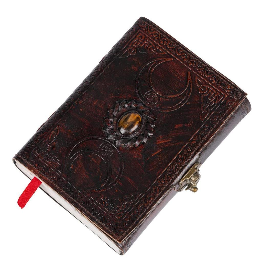 Leather Diary for Men & Women with Semi Precious Stone & Antique Buckle Lock