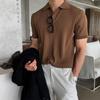 Men's Summer Korean Style Slim Fit Knitted Polo Shirt - Short-Sleeve, Solid Color, Ice Silk, Turn-Down Collar