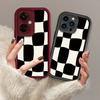 Black White Checkerboard Pattern Printed Fashion Case Flexible Soft Silicone TPU Shell Full Back Cover for iPhone Samsung