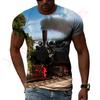 Retro Steam Locomotive The Starting Point Of The Industrial Revolution Hip Hop Men T-shirts 3D Print Round Neck Tee Short Sleeve