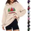 Women's Fashion Loose Hooded Sweatshirt Christmas Print Long Sleeve Pullover