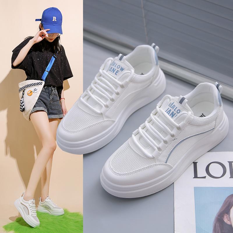 Little White Shoes Women'S New Summer Vibe Style Shoes Platform Soles Women'S Shoes Versatile Trendy Shoes Breathable Cool Mesh Board Shoes