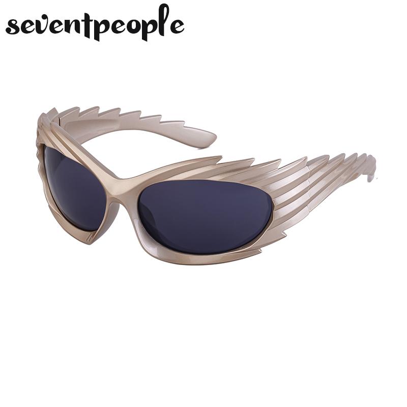 Spike Rectangle Sunglasses Women Men Luxury Brand Designer Fashion Punk Sun Glasses for Male Steampunk Y2K Sports Sunglass
