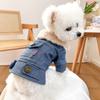 Pet Fur Collar Denim Coat Puppy and Cat Clothes Autumn and Winter New Styles with Plush and Thick Denim Dog Parkas Puppy Clothes
