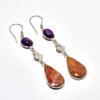 Butterfly Jasper, Amethyst Gemstone 925 Silver Plated Jewelry Earring 2.84"