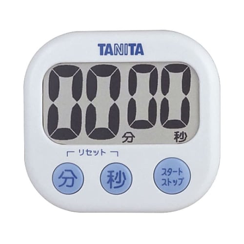 Tanita TD-384 WH Kitchen/Study Timer with Large Screen, Loud Sound, 100 Minutes, Magnetic Stand, White
