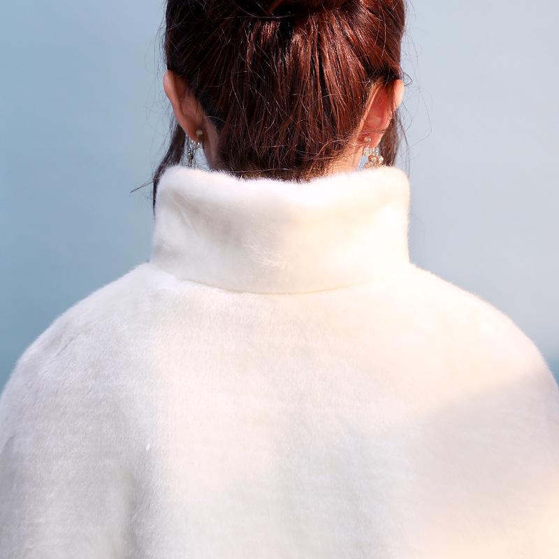 Wedding Fur Shawl Cape: Thickened Faux Rabbit Fur for Bridal, Evening or Winter Wear.