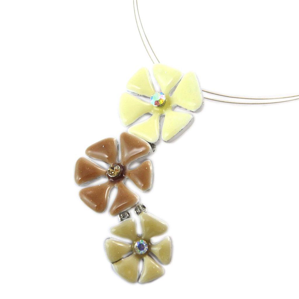 Les Trésors De Lily [E0392] - Taupe Beige 'Mimosas' Designer Necklace