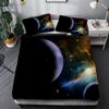 3D Space Planet Bedding Set Romantic Starry Sky Quilt Cover Pillowcase 2/3pcs Men's Teenagers Space Fan Cover Gift
