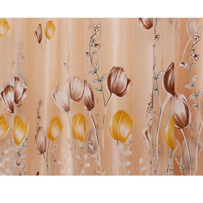 Tulip Flower Sheer Window Curtain Beads Tassel Door Scarf Drapes Valance Home Supplies