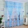 Tulip Flower Sheer Window Curtain Beads Tassel Door Scarf Drapes Valance Home Supplies