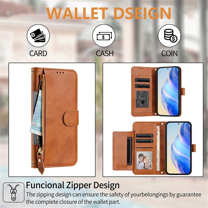 Flip Case for Oneplus 1+ Nord 2T CE 2 3 4 Lite 5G Leather Wallet Cover Card Slot Bag Zipper Casing
