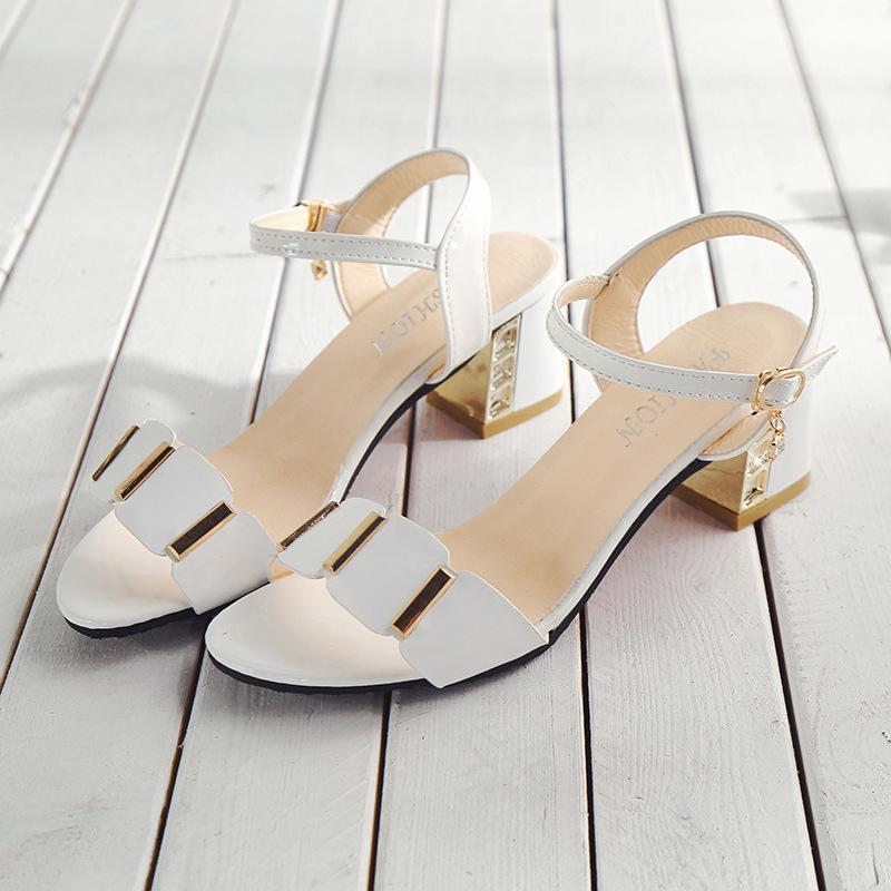 2024 Open Toe Women Chunky Heels Casual Women's Sandals Black White All-match Female Pumps Fashion Womens Sandals Buckle Shoes