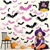 32PC Creative Nursery Decor Paper Decoration Reusable Party Decorations 3D Pink Paper Bat Halloween Home Decor Bat Room Decor
