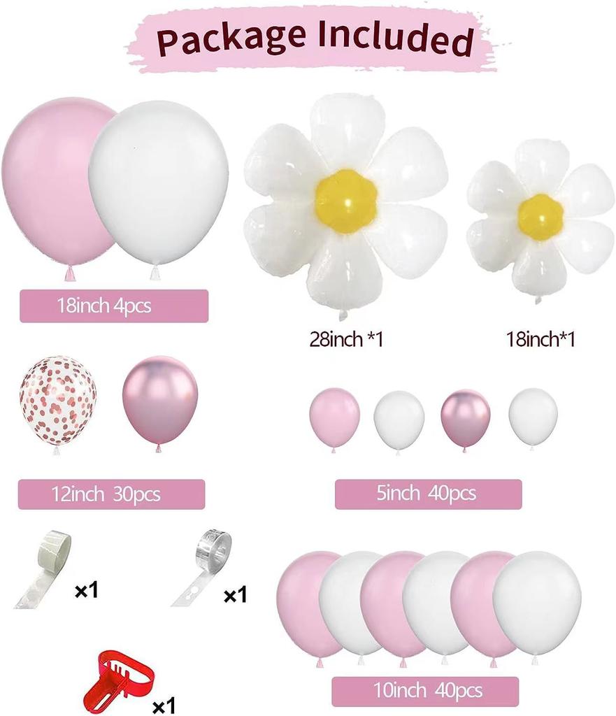 Pink White Metal Pink Balloon Chain Set Birthday Sequin Balloon Set Party Arrangement Wedding