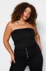 Women's Style Plus Size Black Strapless Knitted Blouse