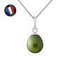 Pendant - - Genuine Cultured Pearl 7-8 Mm - White Gold - Silver Chain 42 Cm