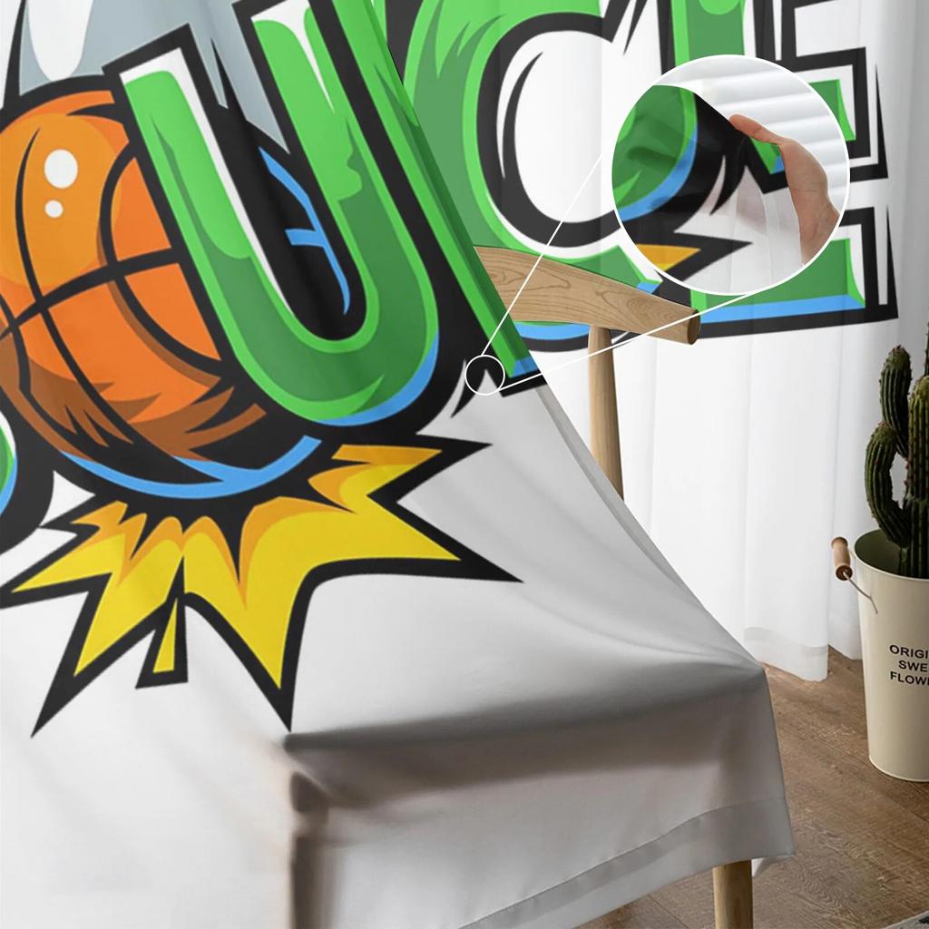 Comic Cartoon Basketball Sheer Curtain for Bedroom Tulle Voile Curtain for Kitchen Living Room Decor Window Treatment