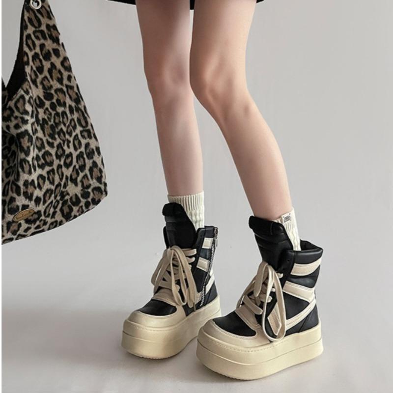 Fashion Shoes for Women Women's Ankle Boots Trendy Retro High-top Women's Shoes Fashion Casual Chunky Platform Luxury Designer Sneakers