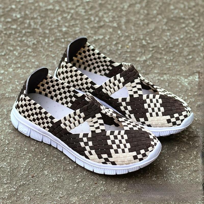 Fashion Women Flat Shoes Elastic Band Weave Shoe Woman Comfort Flat Shoes Girls Casual Sneaker Loafers Zapatos De Mujer