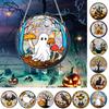 Halloween Suncatcher Hanging Decoration Ghost Pumpkin Witch Black Cat Castle Crow Skull Stained Glass 2D Flat Acrylic Wall Window Hanging Sign