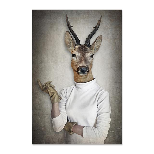 Human Body, Animal Head, Abstract Mural Seal, Giraffe, Painting, Scandinavian Poster, Decoration, Living Room Photo,