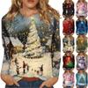 Long Sleeve Shirts For Women Cute Print Graphic Tees Blouses Casual Plus Size Basic Tops Pullover Christmas