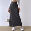 2024 High-Waist Slim Knit Maxi Skirt with Side Slit for Women - Autumn/Winter Collection