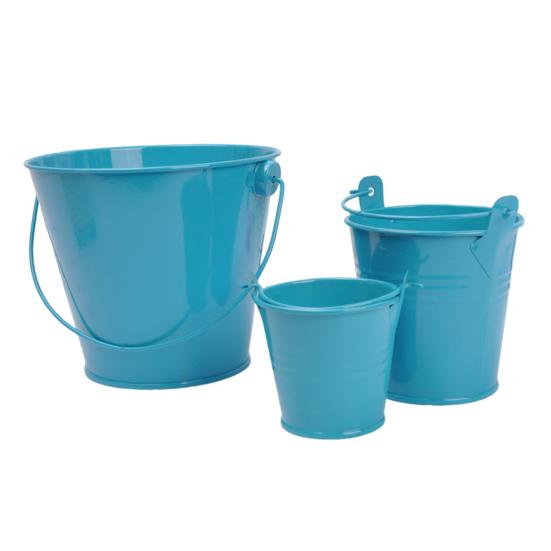 3Pcs Miniature Tin Bucket 1/12 Scale Hanging Small Bucket Multi-purpose Metal Bucket with Handle Dollhouse Accessories