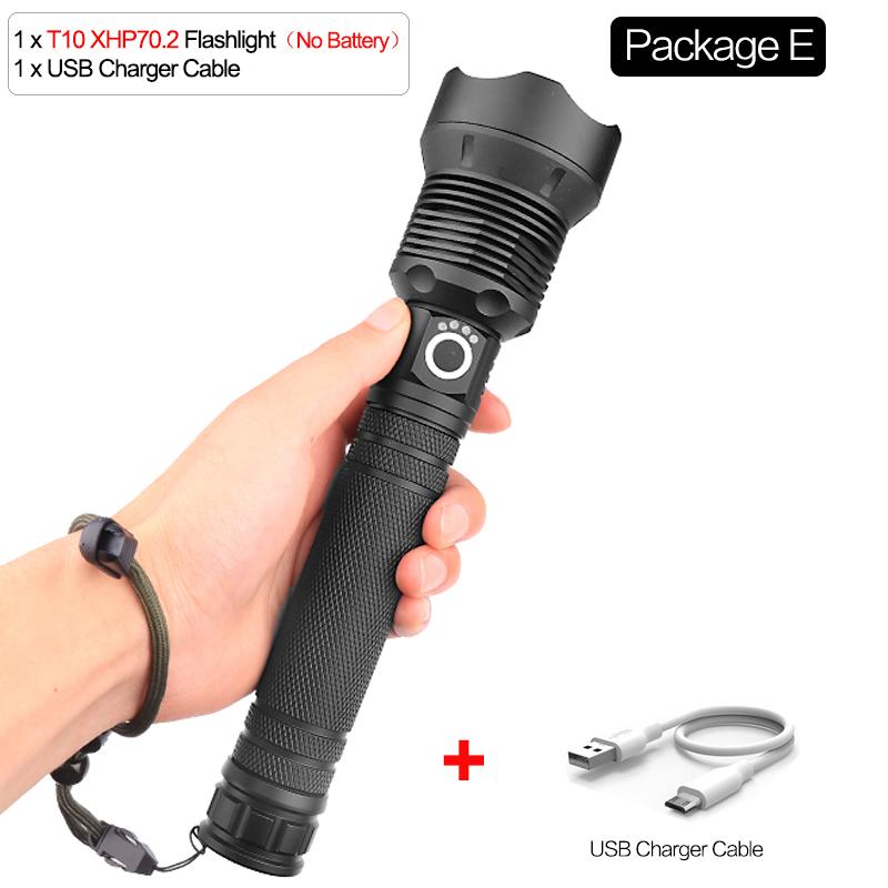 Ultra Bright XHP70.2/XHP50 LED Flashlight 18650/26650 Rechargeable Flashlights Waterproof Torch Tactical Flashlight Super Bright